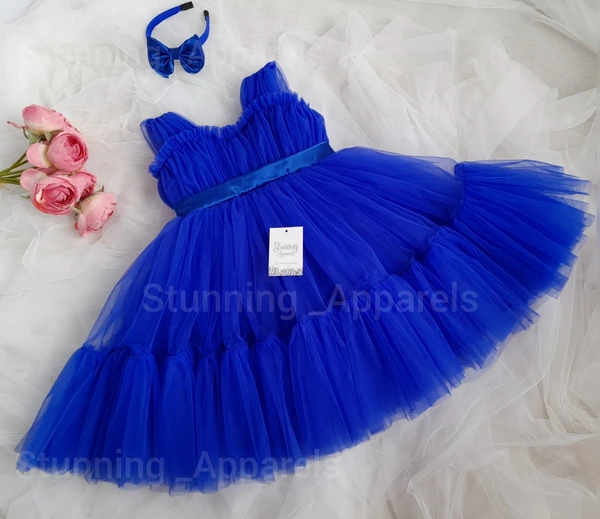 Royle Blue Ruffled Partywear Frock 