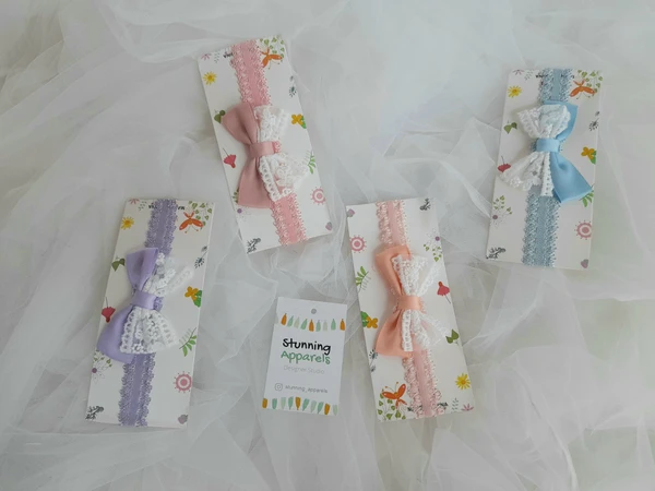 Lace Work Bow Hairband (4 Piece) - O-12month