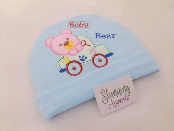 Embroidered Soft Baby Cap (0-6 Months)