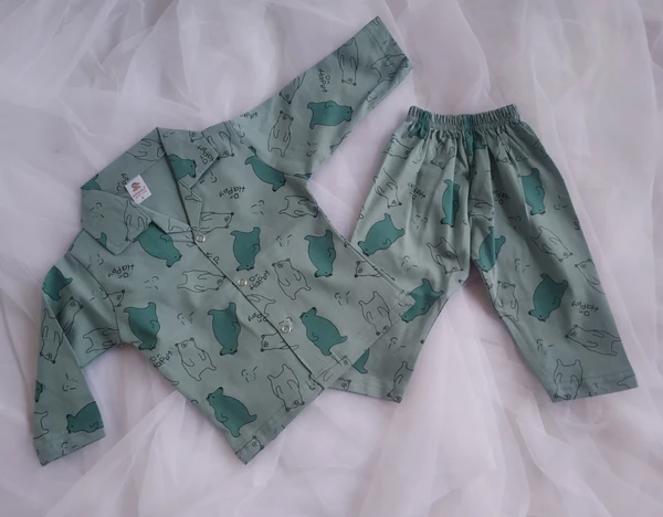 Bear Print Kids Night Suit  - 9-12 Month (S)