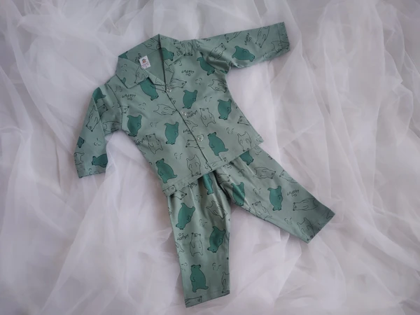 Bear Print Kids Night Suit  - 9-12 Month (S)