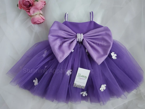 White Flowers  Work Strapped  Frock  - 1-2 Years