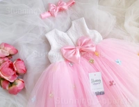 Multi Color Flowers Work Partywear Frock  - 2-3 Year