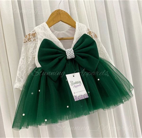 Gorgeous  Long Sleeves Partywear  Green Dress 