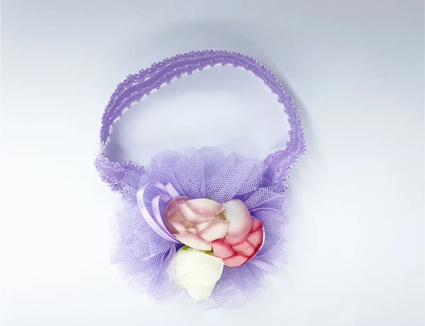 Floral Lace Headband (0-3 Months) - Lavender, 0-3 Months