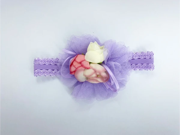 Floral Lace Headband (0-3 Months) - Lavender, 0-3 Months