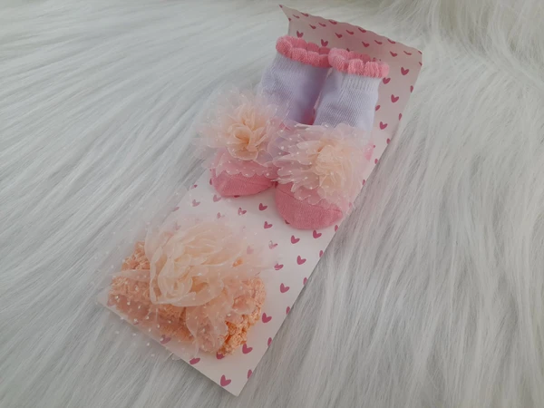 Cute Baby Socks And Headband (0-6 Months )