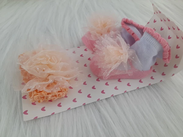 Cute Baby Socks And Headband (0-6 Months )