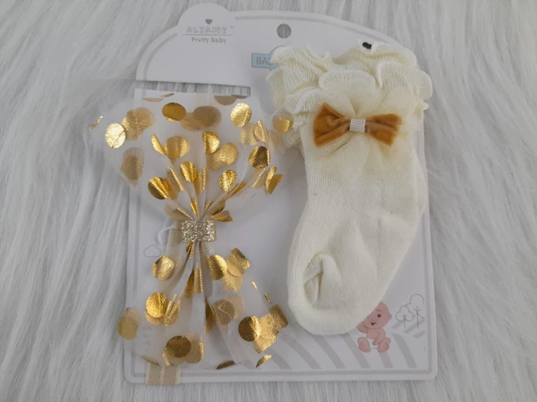 Cute Baby Socks And Headband (0-9 Months )