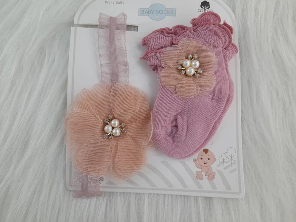 Cute Baby Socks And Headband (0-9 Months )