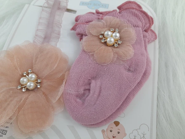 Cute Baby Socks And Headband (0-9 Months )