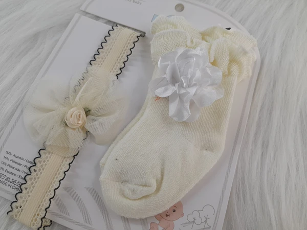 Cute Baby Socks And Headband (0-9 Months )