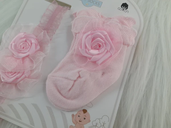 Cute Baby Socks And Headband (0-9 Months )