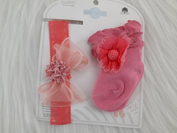 Cute Baby Socks And Headband (0-9 Months )