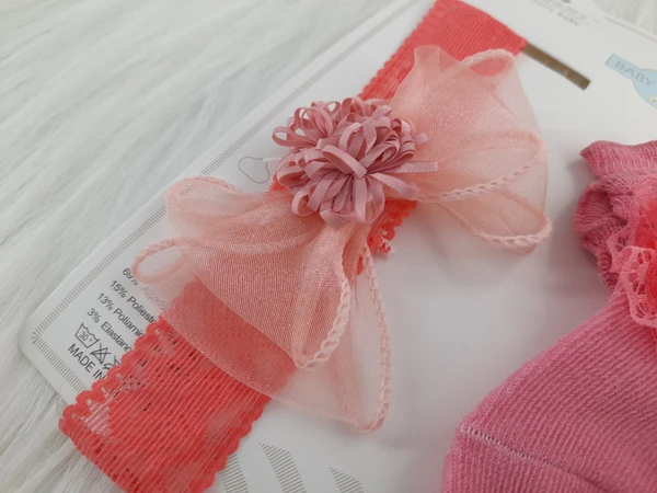 Cute Baby Socks And Headband (0-9 Months )