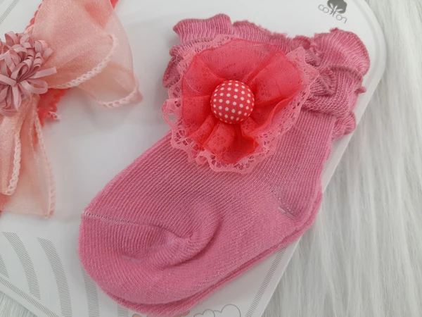 Cute Baby Socks And Headband (0-9 Months )