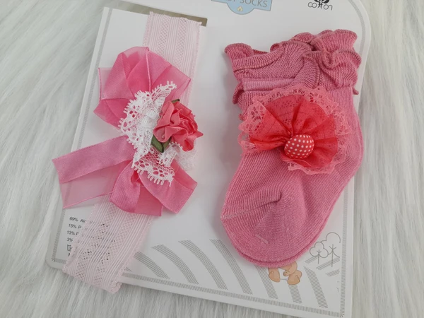 Cute Baby Socks And Headband (0-9 Months )