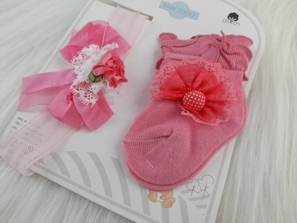 Cute Baby Socks And Headband (0-9 Months )