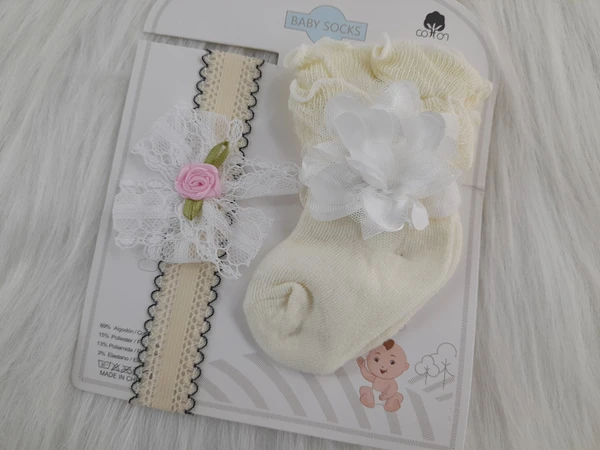 Cute Baby Socks And Headband (0-9 Months )