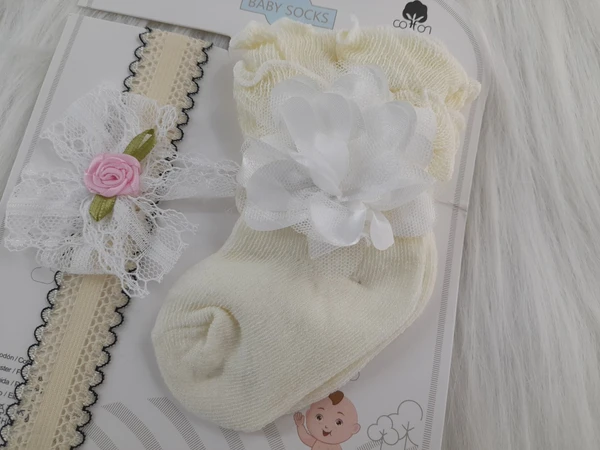 Cute Baby Socks And Headband (0-9 Months )