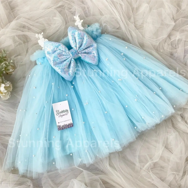 Pearls Work Partywear Umbrella Frock  - 0-3 Months