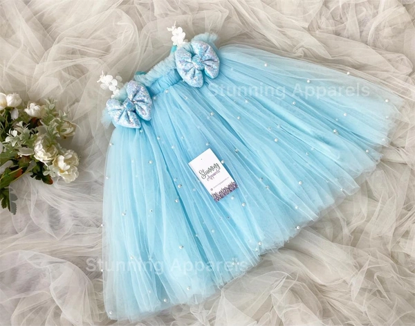 Pearls Work Partywear Umbrella Frock  - 0-3 Months