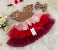 Cape Sleeves Layer Partywear Frock  - 0-3 Month