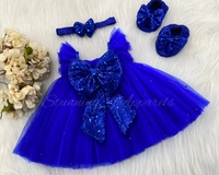 Paerls Work Partywear Umbrella Royal Blue Frock  - 2-3years(shoes Not Available)