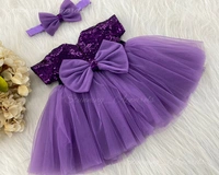Cape Sleeves Partywear Lavender Frock  - 0-3 Month