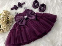 Sweetheart Hand Work Partywear  Designer Wine Frock  - 0-3month