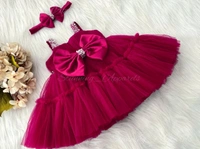 Sweetheart Hand Work Partywear Magenta Frock  - 1-2 Years