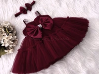 Sweetheart  Hand Work Partywear  Maroon Frock  - 6-9 Month