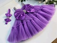 Sweetheart Hand Work Partywear Dark Lavender Dress  - 2-3 Years