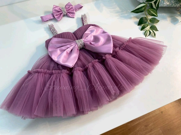 Sweetheart Hand Work Partywear  Dusty Pink Dress  - 6-9 Month