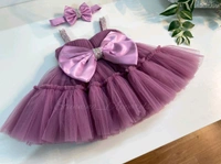 Sweetheart Hand Work Partywear  Dusty Pink Dress  - 1-2 Years