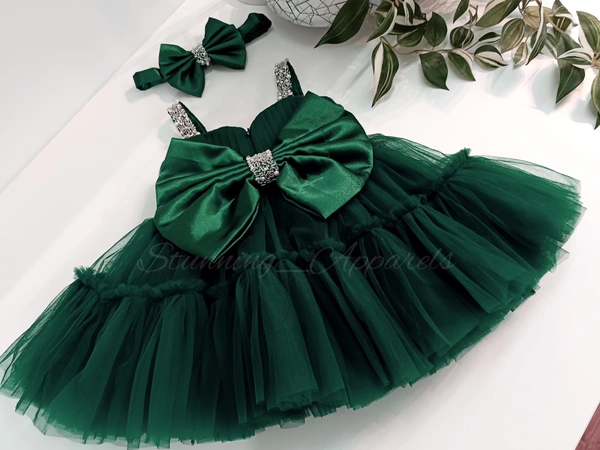 Sweetheart Neckline Ruffled Hand Work Party Wear Dress  - 6-9month