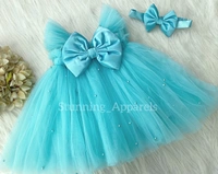 Satin How Cute Sky Blue Umbrella Dress  - 9-12 Month