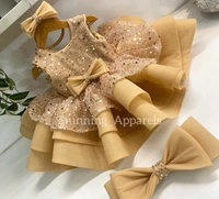 Designer Godel Beads Golden Dresss  - 9-12month