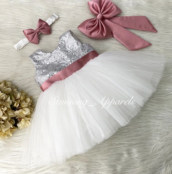 We Satin Bow White Dress  - 2-3 Years