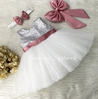 We Satin Bow White Dress  - 3-4 Years