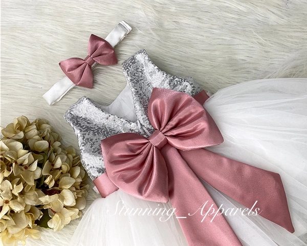 We Satin Bow White Dress  - 3-4 Years
