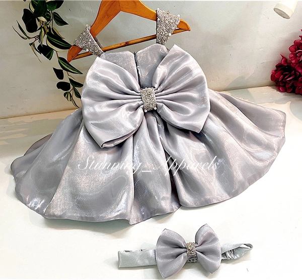 Designer Hand Work Jimmy Chue Gray Dress  - 1-2 Years