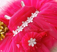 Waistline White Flower Work Magenta Pink Dress  - 9-12month