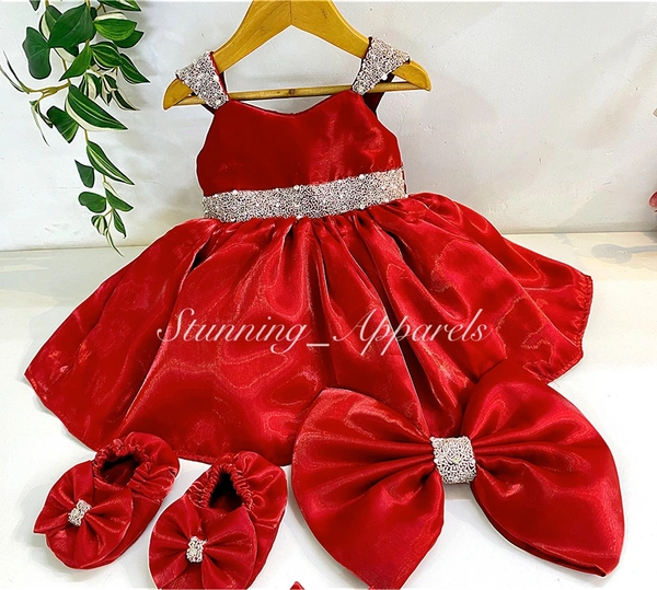 Designer Hand Work Jimmy Choo Red Dress  - 6-9 Month