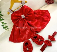 Designer Hand Work Jimmy Choo Red Dress  - 1-2 Years