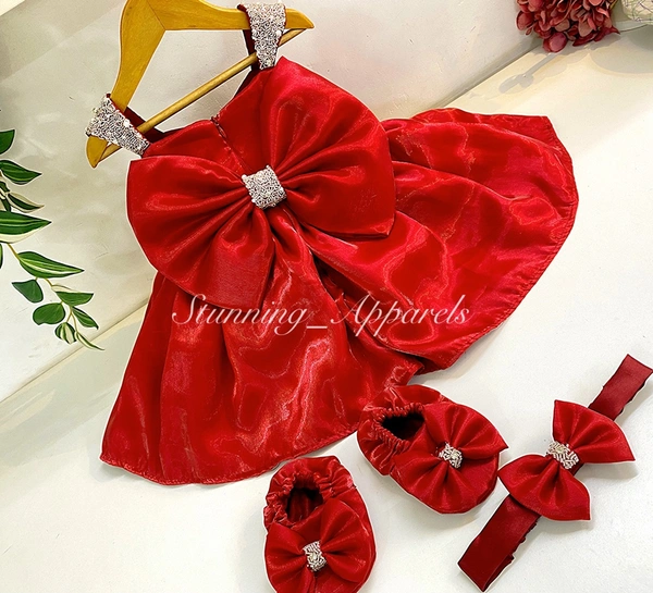 Designer Hand Work Jimmy Choo Red Dress  - 2-3 Years (Shoes Not Available )