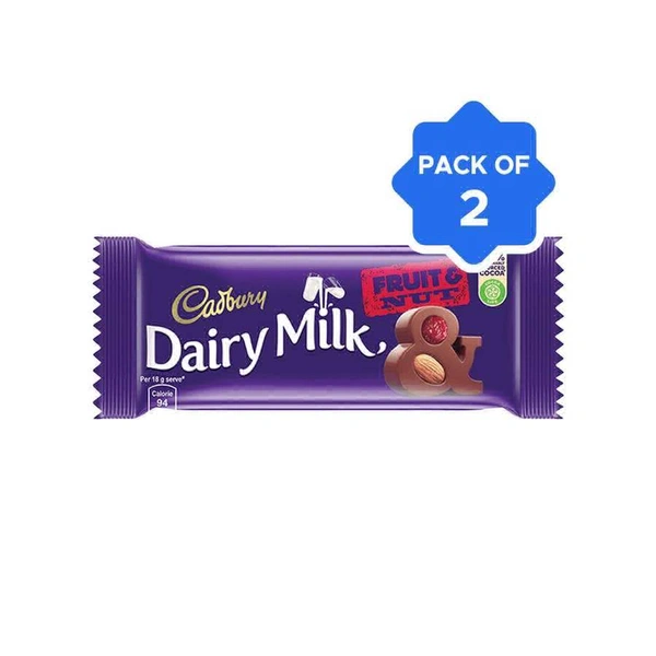 Cadbury Dairy Milk Fruit & Nut Chocolate Bar - Pack of 2 - 2 Pieces
