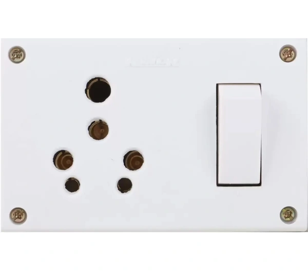 3 Pin Socket + Switch 6Amp & 16Amp 240 Volts - White