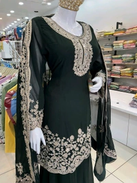 Mukhi Sharara Suit  - UP To XL, Green, Free Alterations Call 9988185110