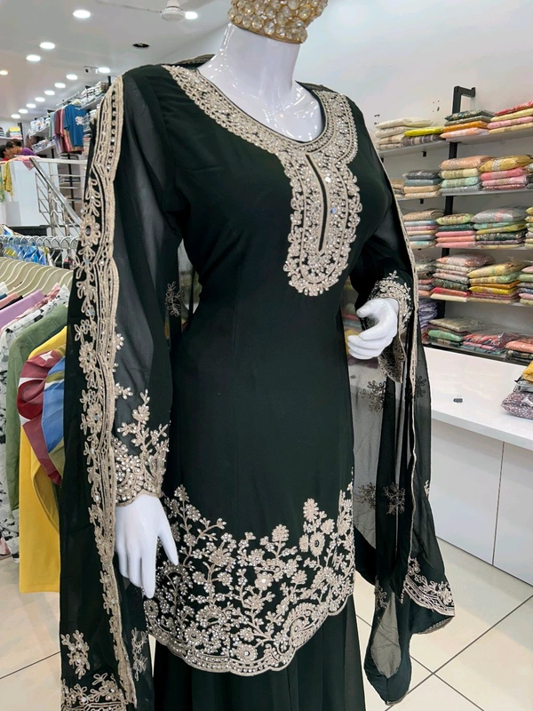 Mukhi Sharara Suit  - UP To XL, Green, Free Alterations Call 9988185110